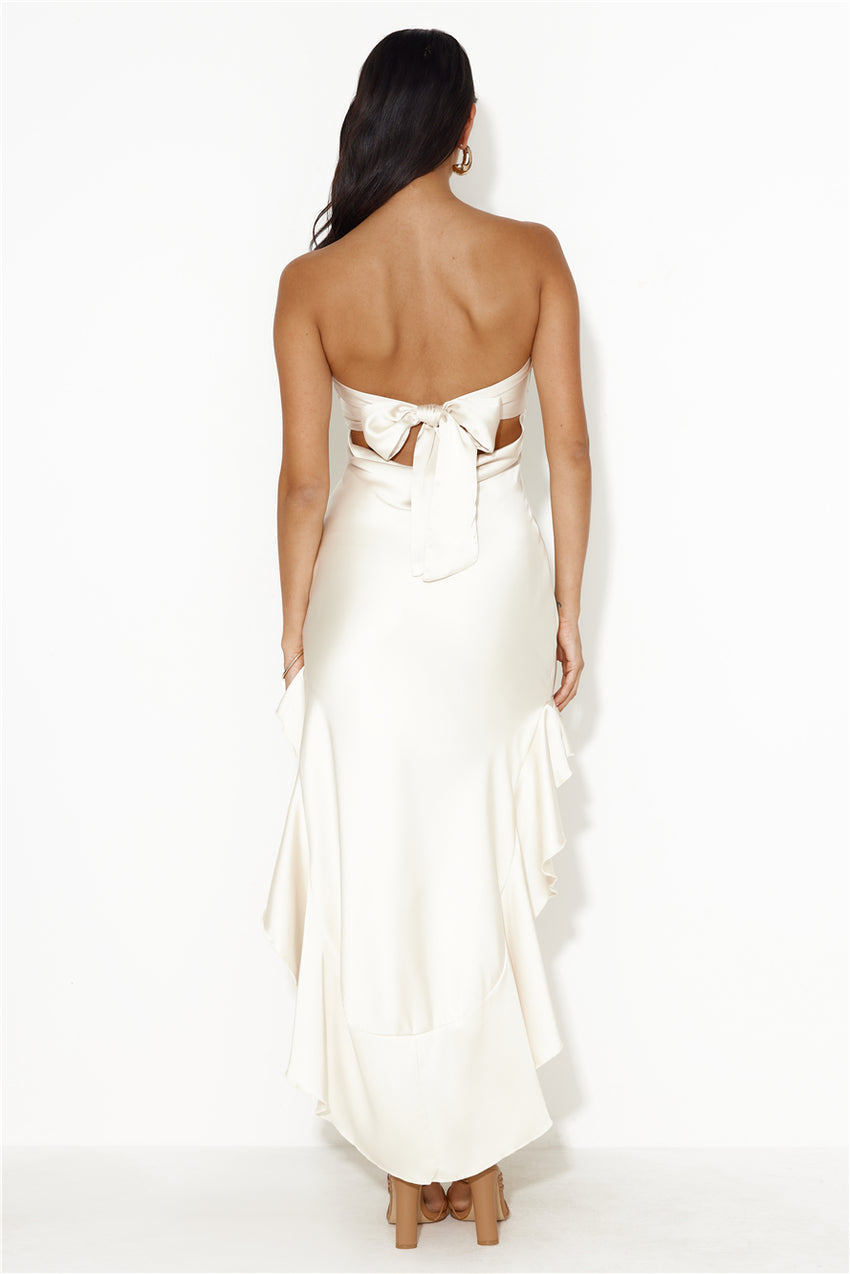 Dim The Lights Strapless High Low Dress Yellow