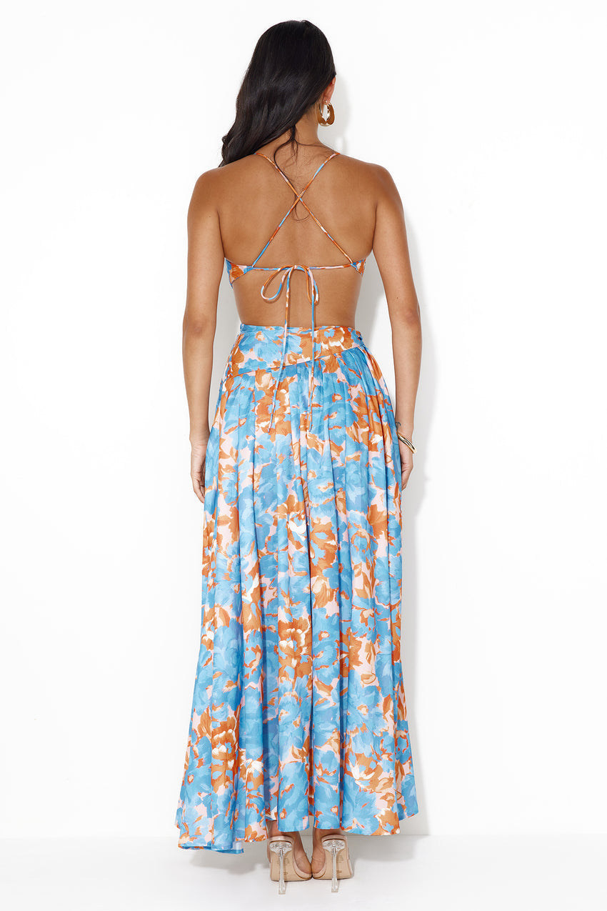 Lush Fields Midi Dress Blue