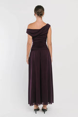 Luna Ruched Maxi Dress in Purple