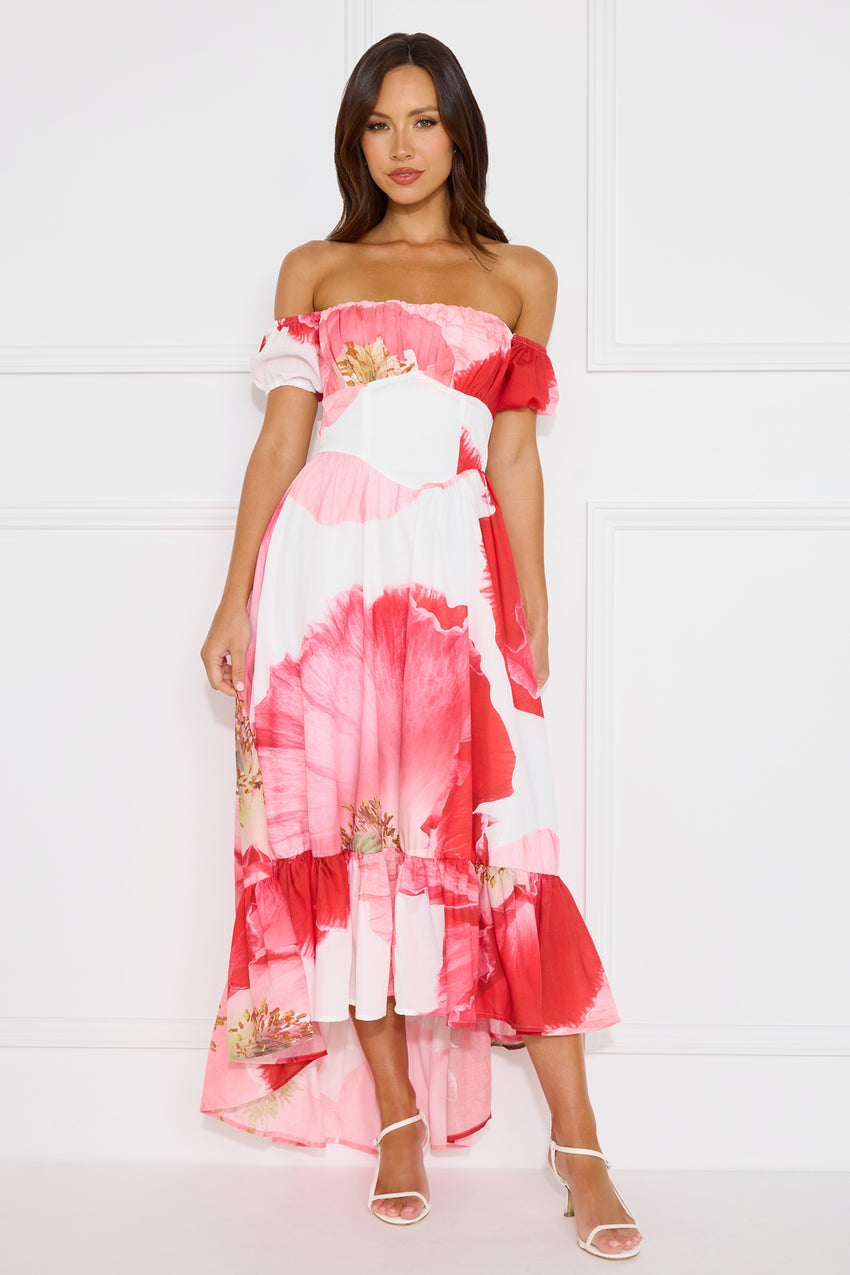 Luxe Narrative Off Shoulder Maxi Dress Pink