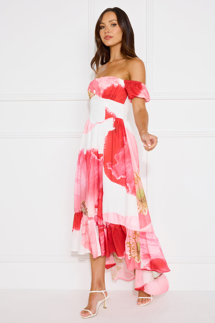 Luxe Narrative Off Shoulder Maxi Dress Pink