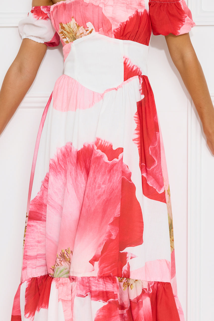 Luxe Narrative Off Shoulder Maxi Dress Pink