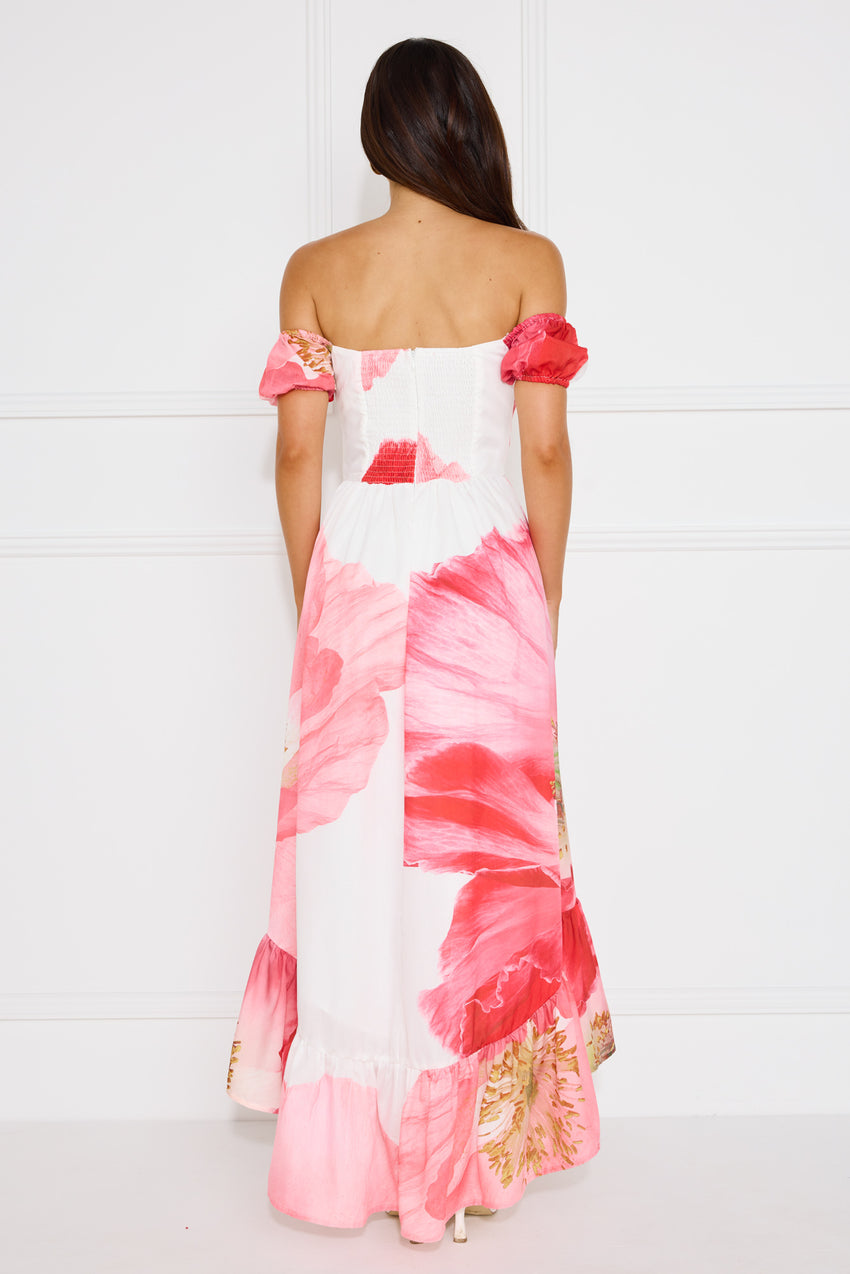 Luxe Narrative Off Shoulder Maxi Dress Pink