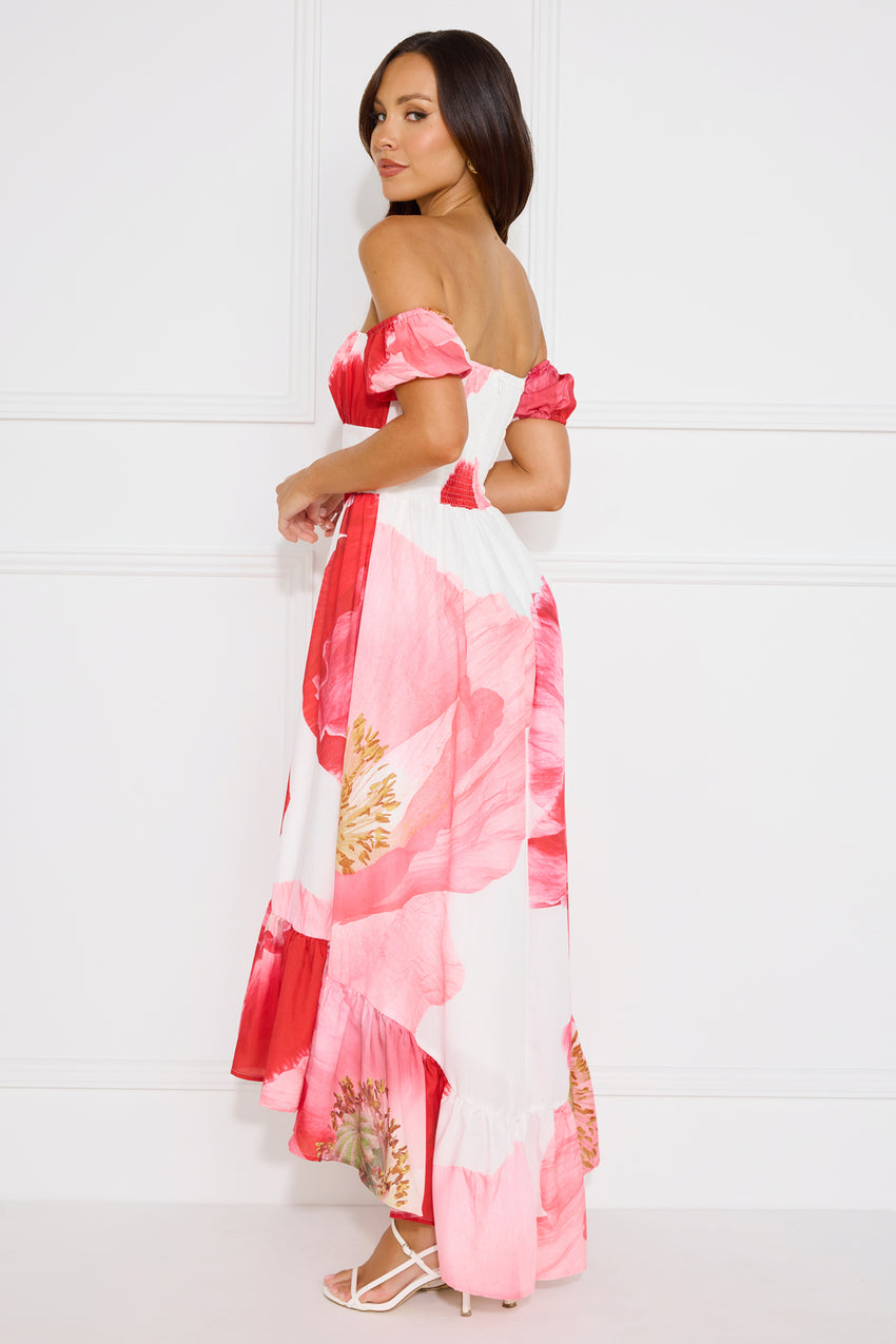 Luxe Narrative Off Shoulder Maxi Dress Pink