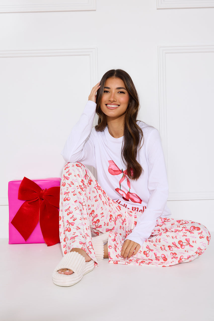 Cherry Pie Pyjama Pants White