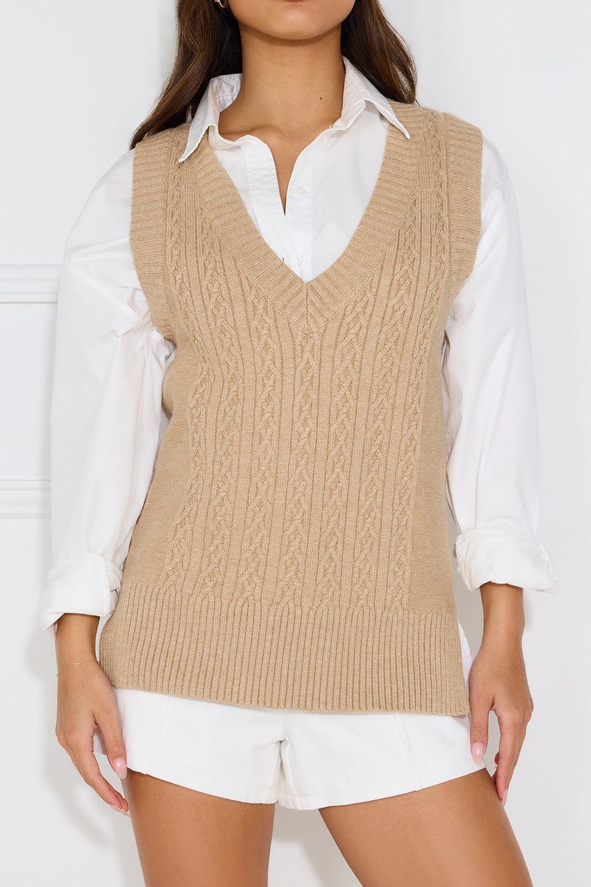 By The Fire Knitted Vest Toffee