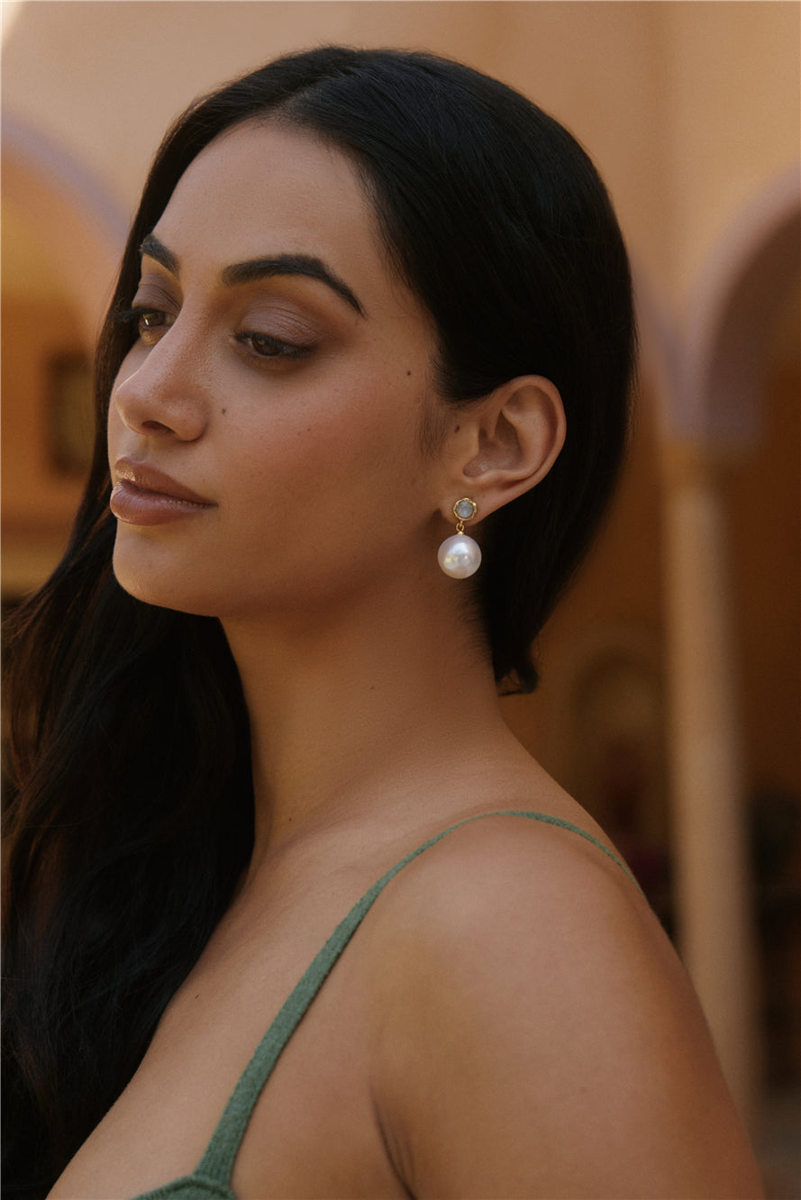 18k Gold Plated Bright Pearl Earrings Gold