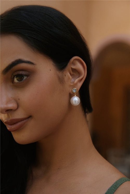 18k Gold Plated Bright Pearl Earrings Gold