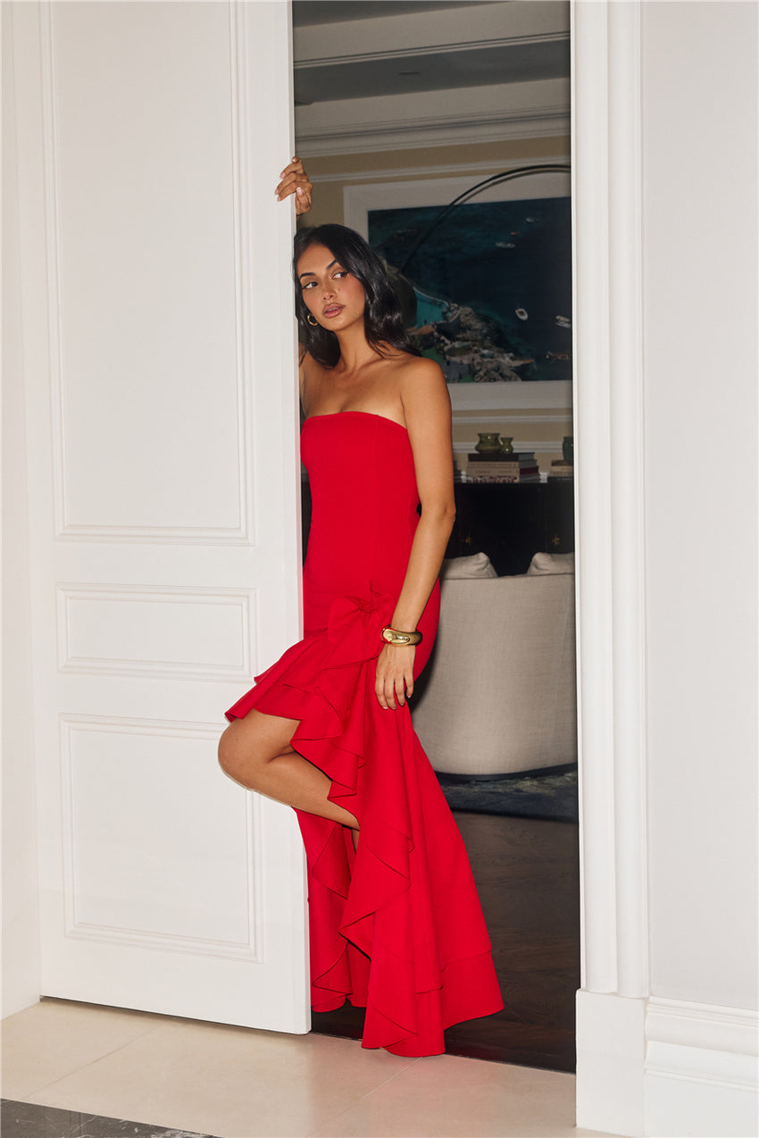 Extravagant Events Strapless Maxi Dress Red