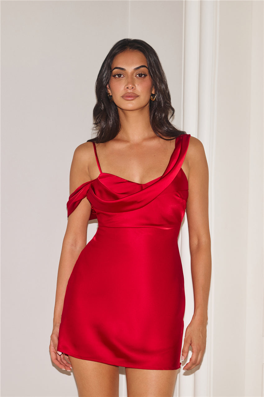 Elegance Of You Satin Mini Dress Burgundy
