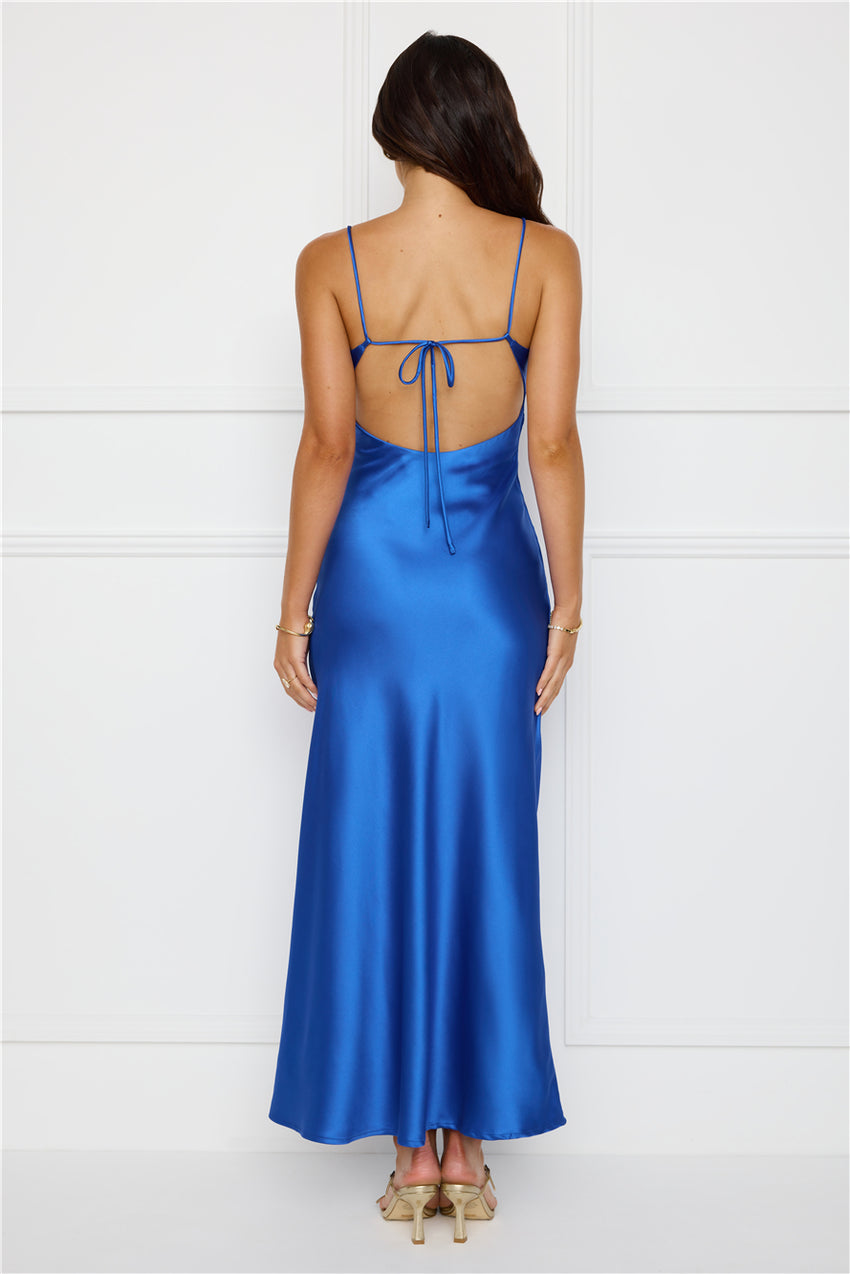 Chic 'Fit Slip Satin Maxi Dress Cobalt