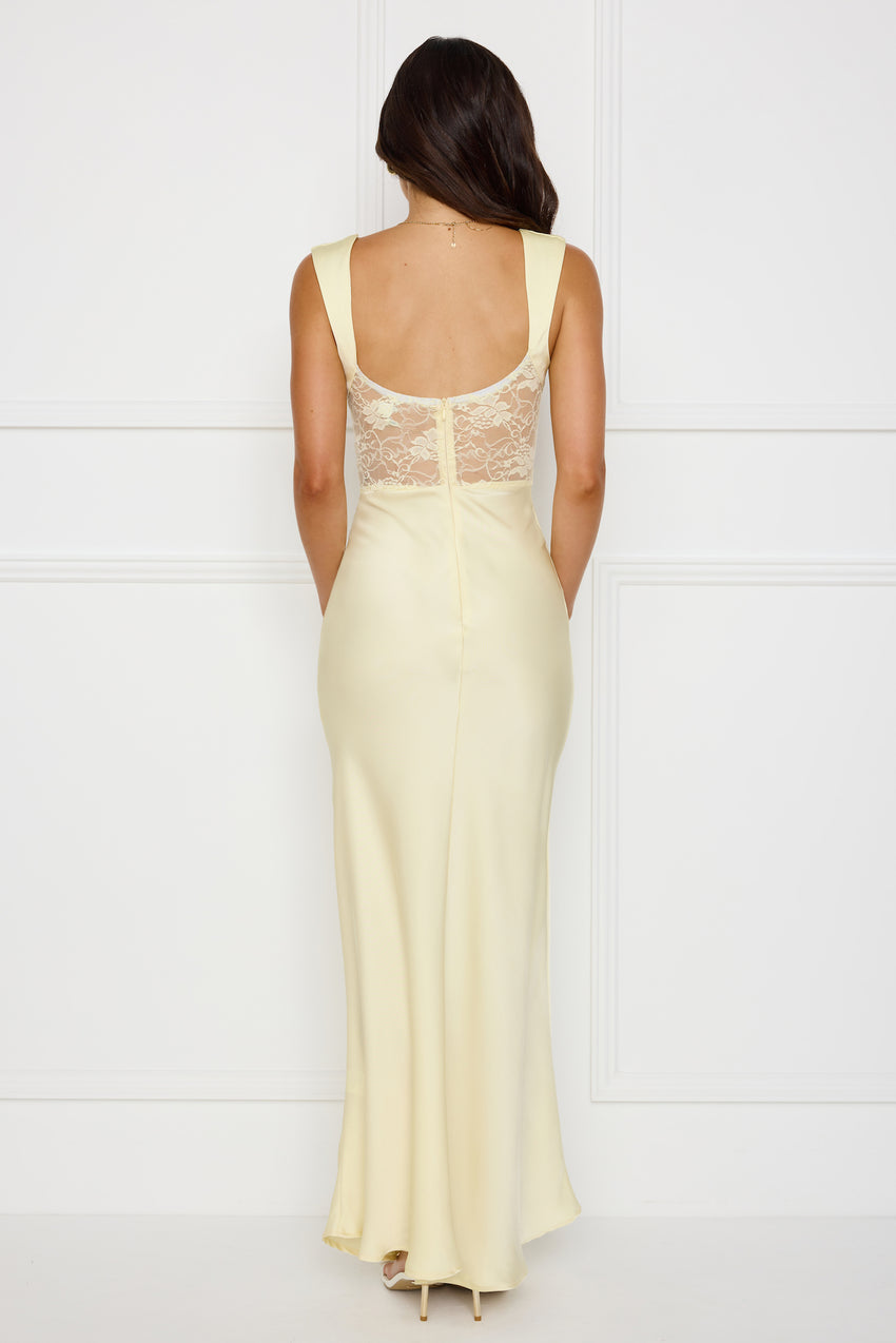 Afterparty Edit Satin Maxi Dress Yellow