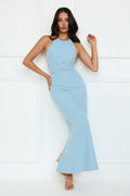 Haute Influence Halter Maxi Dress Blue