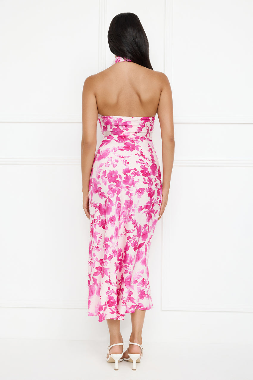 Cupid’s Kiss Halter Midi Dress Pink