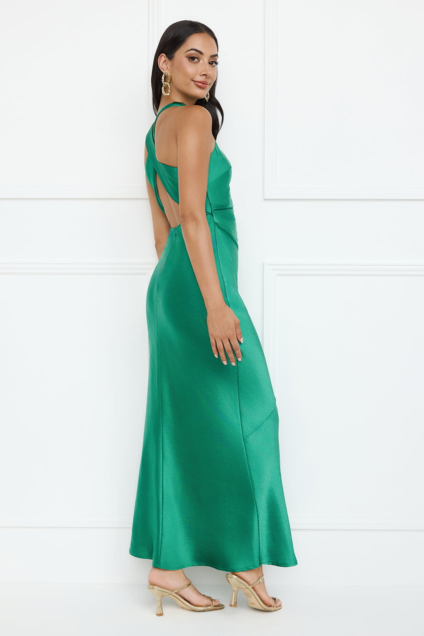 Eden Satin Maxi Dress Green