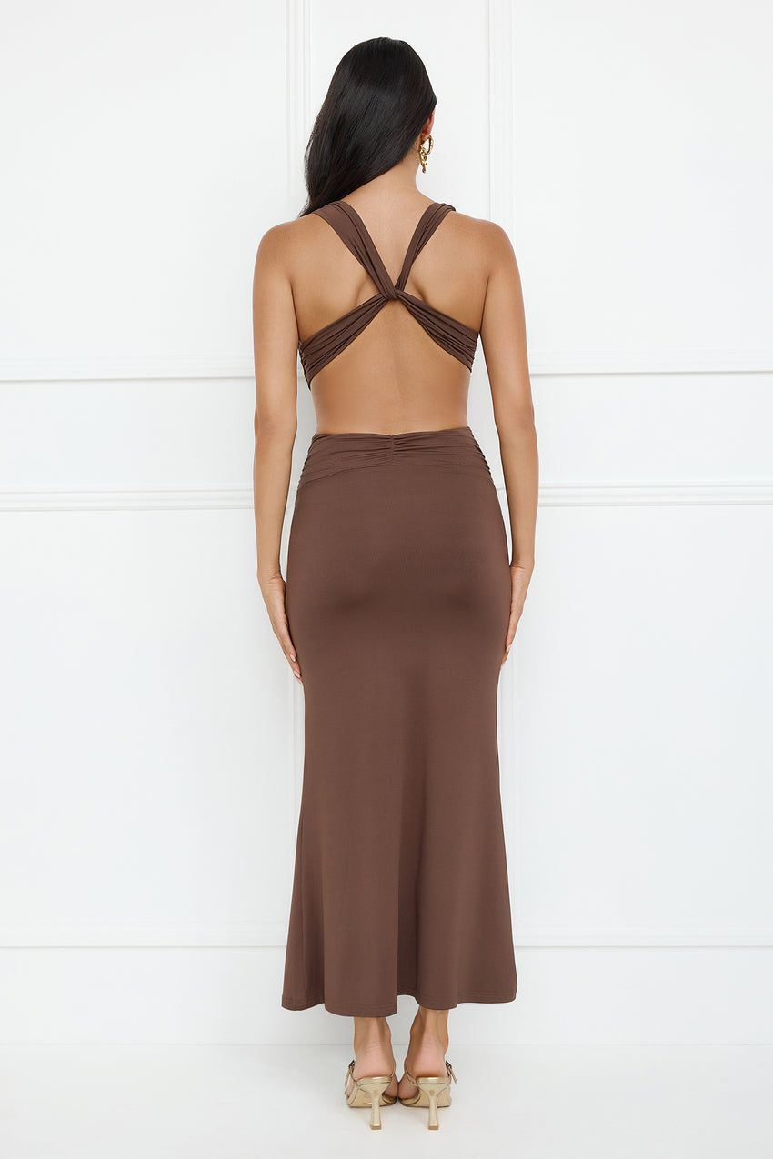 Electric Kiss Maxi Dress Brown