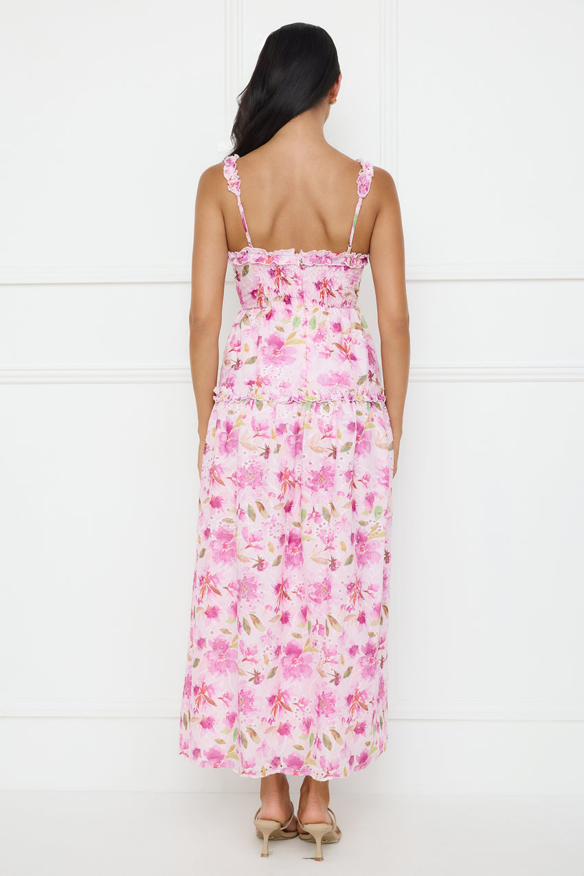 Ballet Bloom Embroidered Maxi Dress Pink