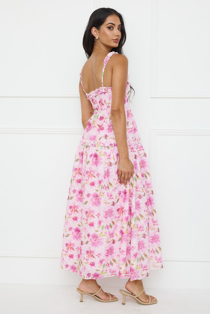 Ballet Bloom Embroidered Maxi Dress Pink