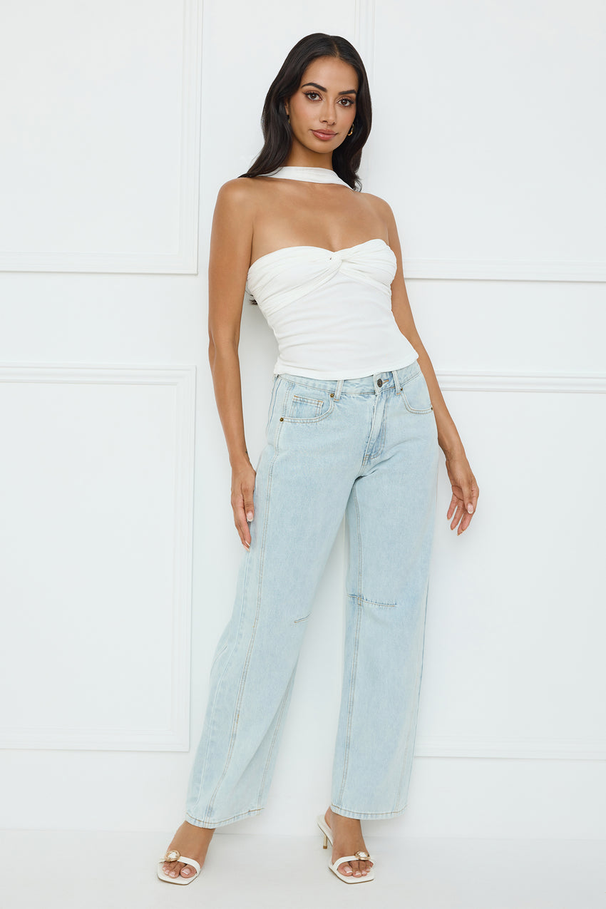 Club Luxe Mesh Halter Top White