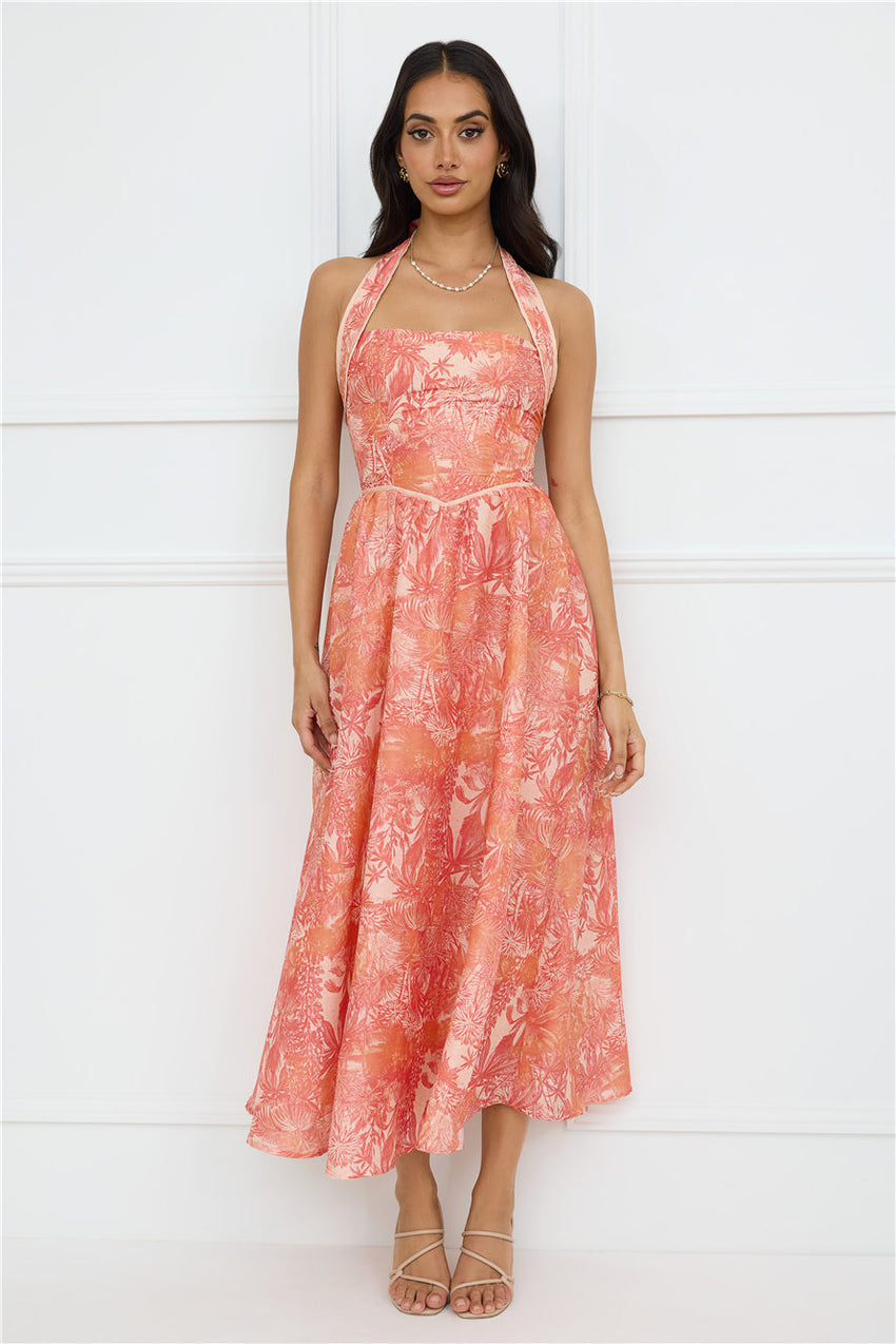 Luxe Harmony Halter Maxi Dress Orange