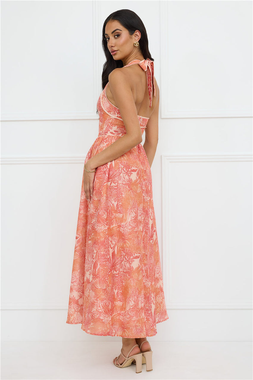 Luxe Harmony Halter Maxi Dress Orange