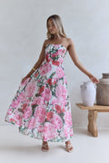 Bouquet In Bloom Strapless Maxi Dress Pink
