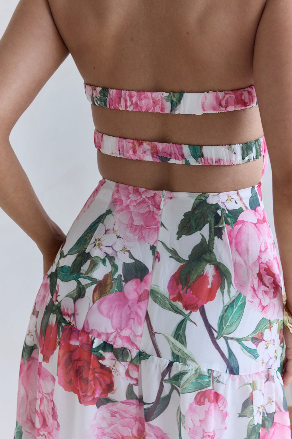 Bouquet In Bloom Strapless Maxi Dress Pink