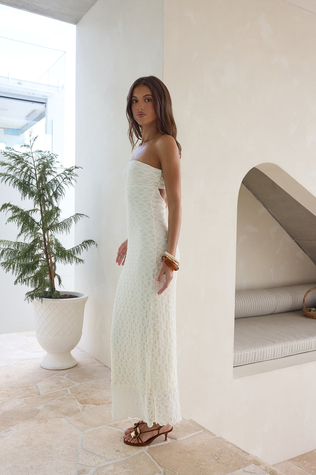 Goddess Blessings Strapless Maxi Dress Cream