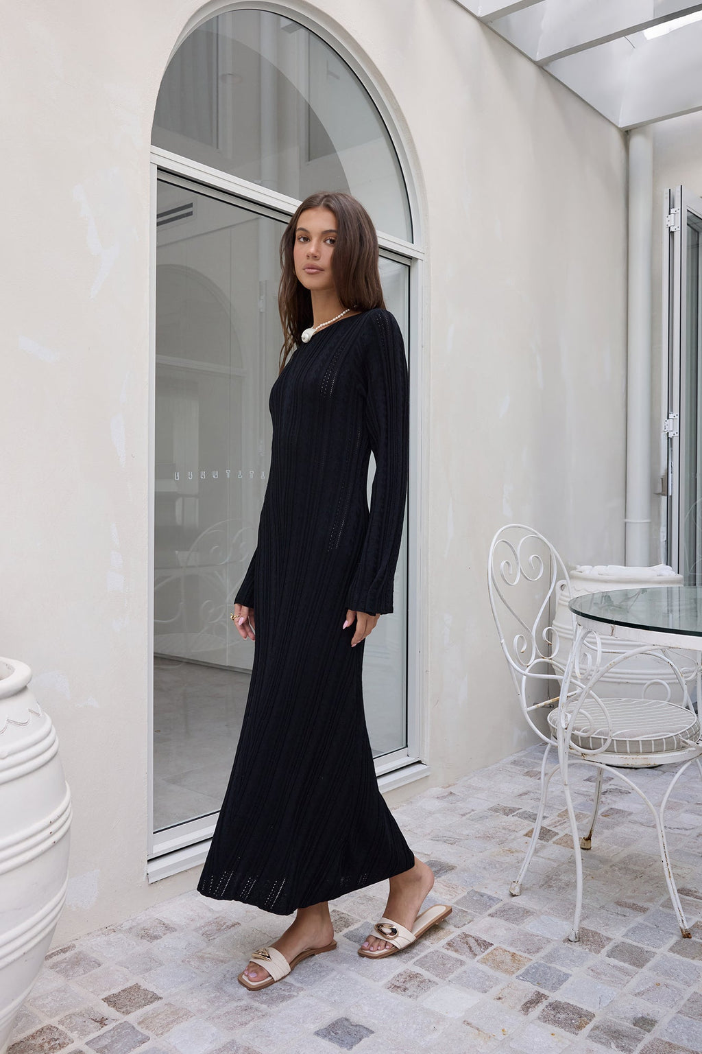 Love On Holidays Long Sleeve Maxi Dress Black