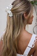 Pearl Flowers Claw Clip White