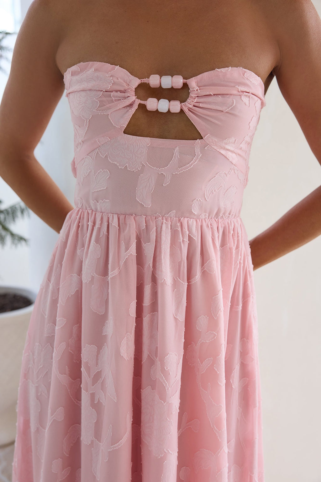 Angelic Moment Strapless Maxi Dress Pink