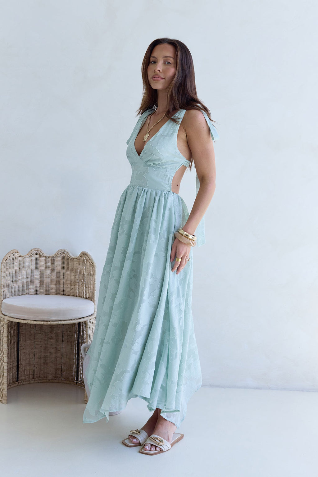 Golden Night Maxi Dress Sage