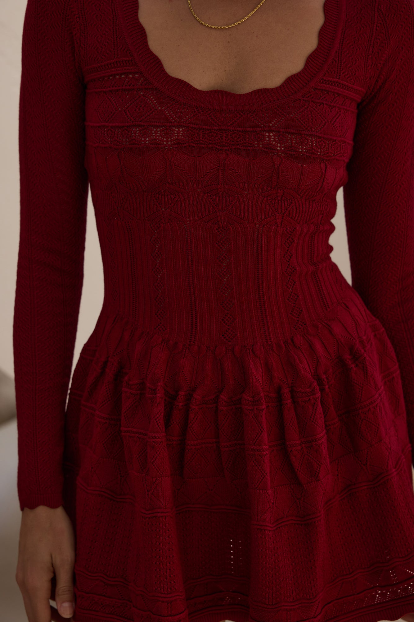 Pretty Portrait Long Sleeve Mini Dress Wine