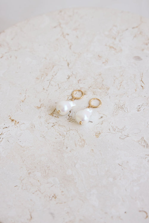 18k Gold Plated Standing Tall Earrings Cream