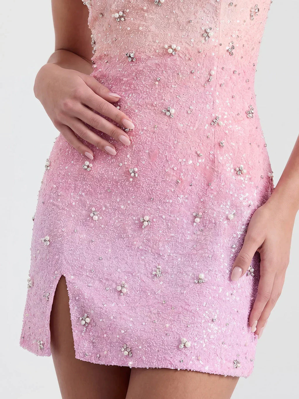 Dazzling Ombré Sequined & Beaded Mini Dress