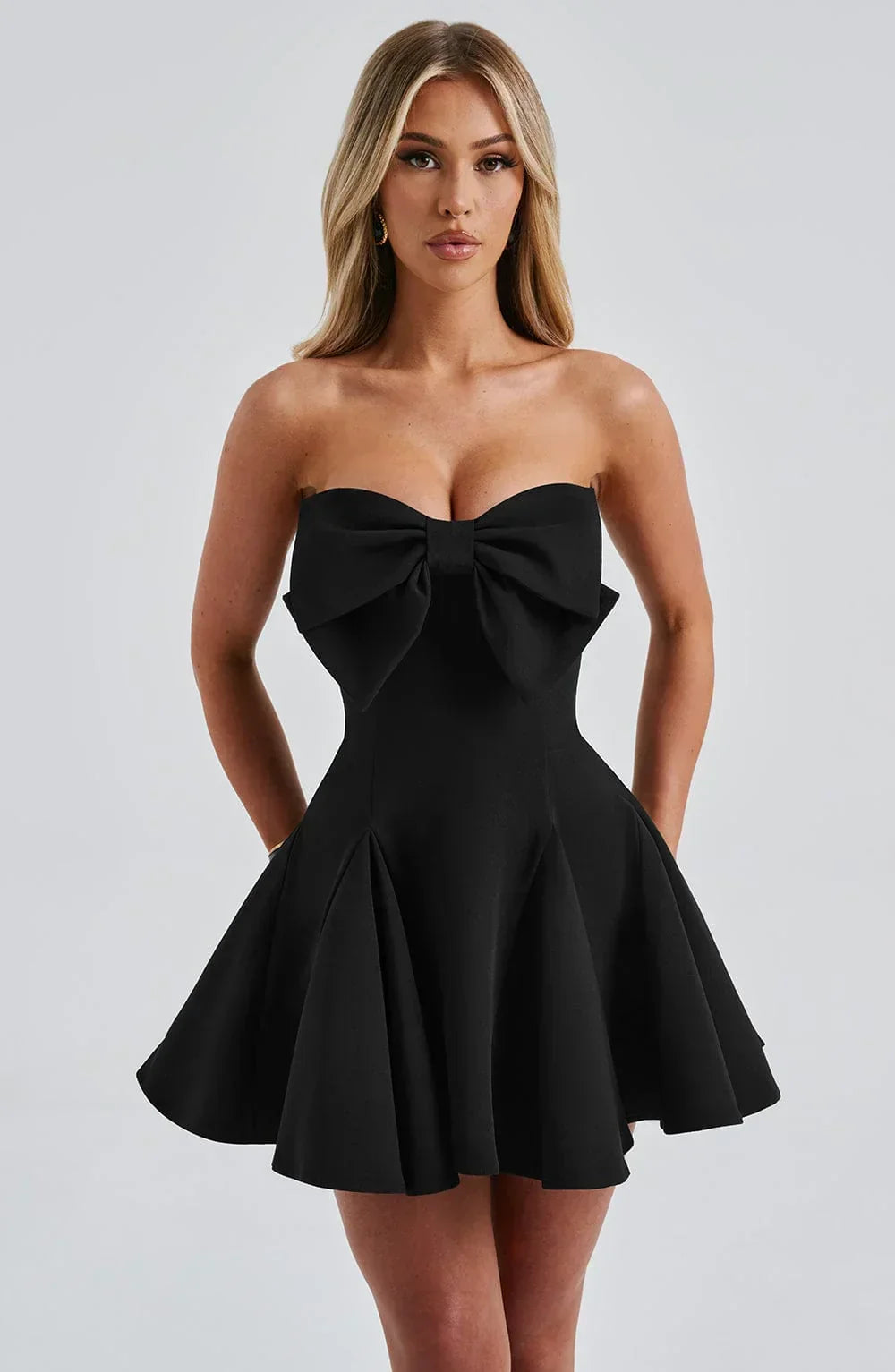 Holly – Strapless Playsuit With Bow Detail