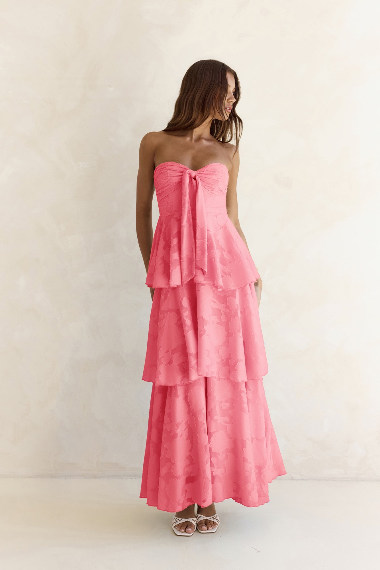 Know Your Heart Strapless Maxi Dress Coral