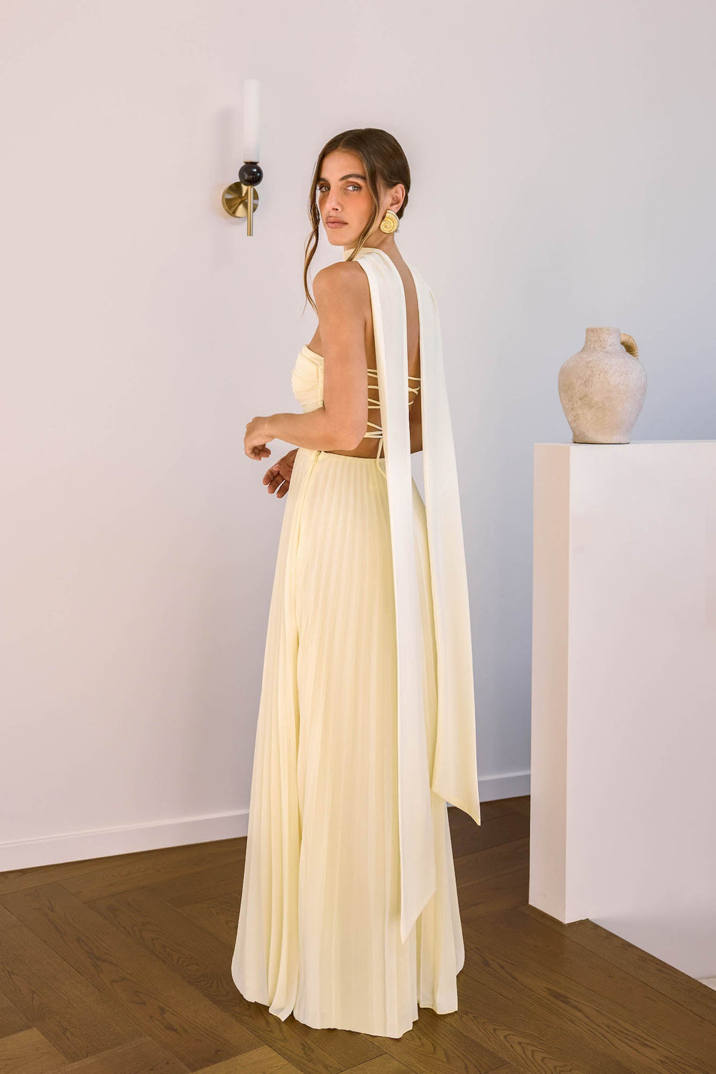 Rosewater Roads Strapless Maxi Dress Yellow