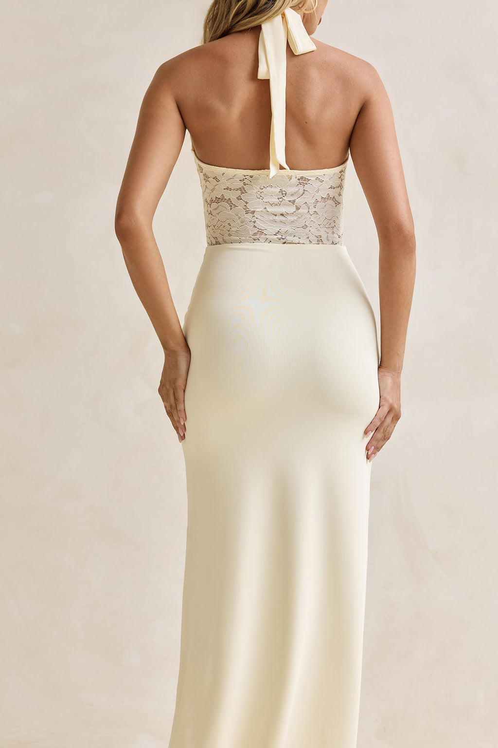 Seaside Glow Halter Maxi Dress Yellow