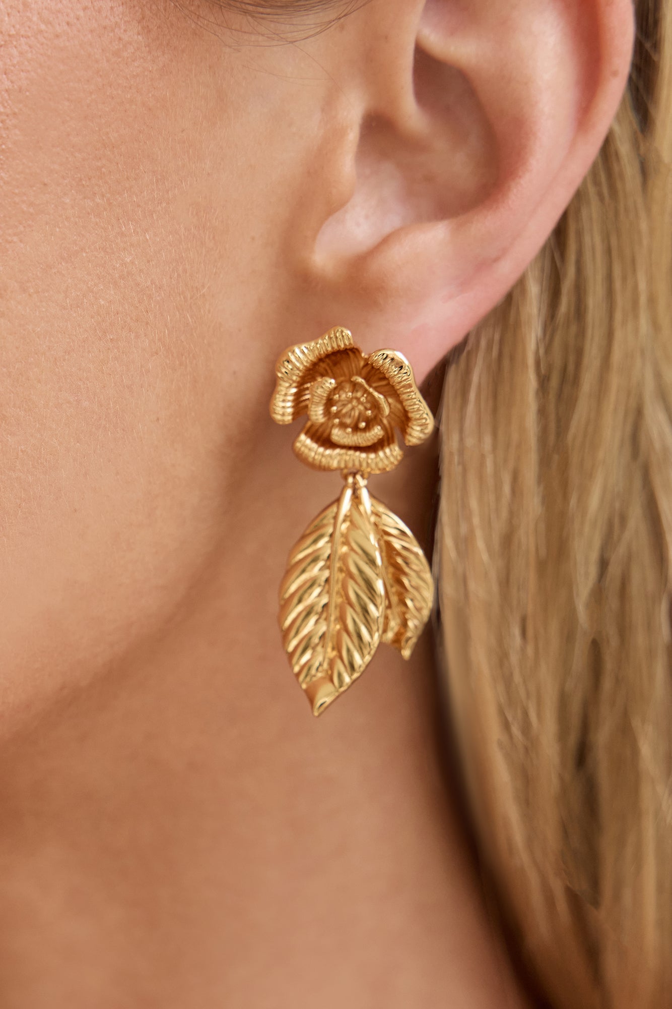 18k Gold Plated Rose Island Earrings Gold