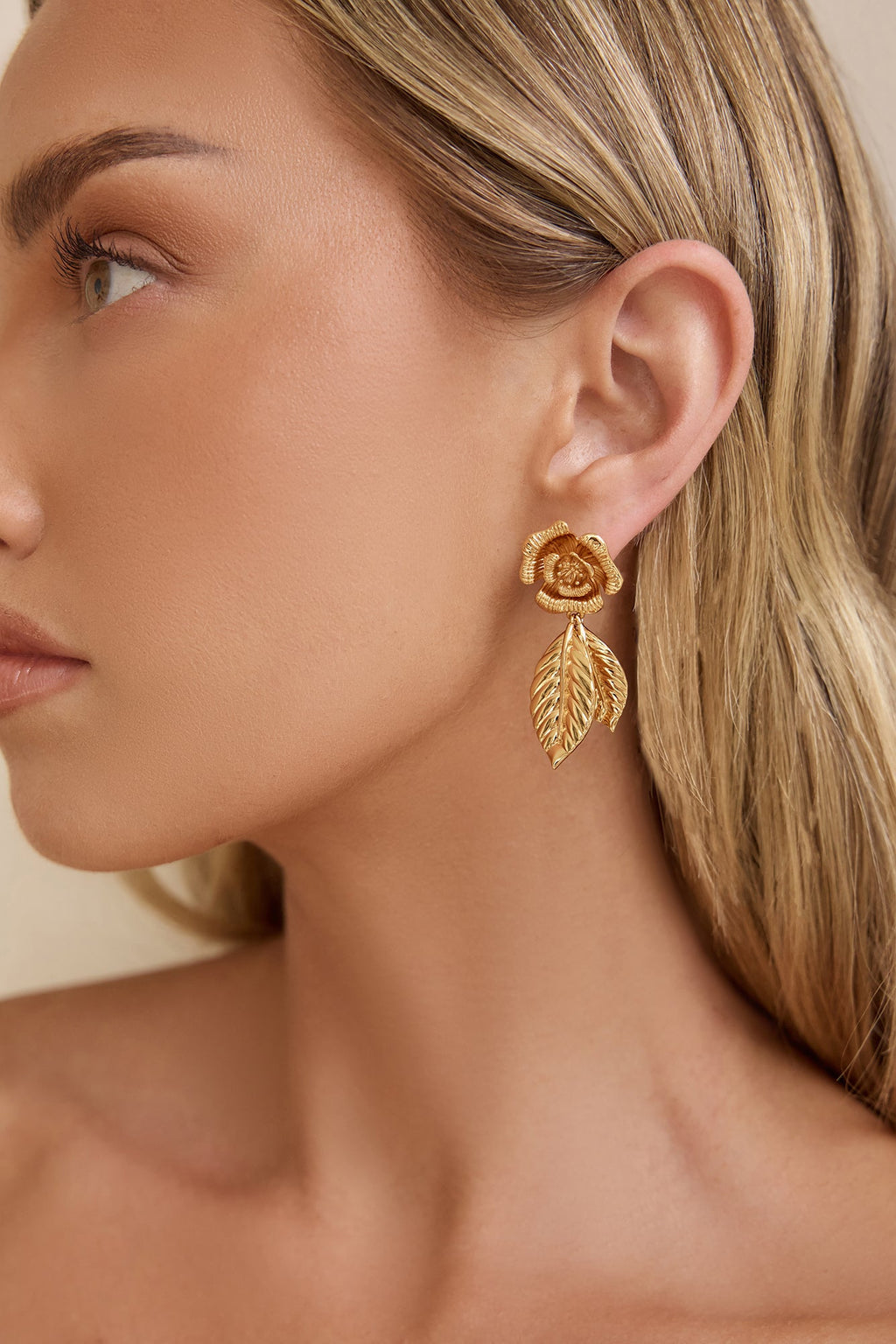 18k Gold Plated Rose Island Earrings Gold