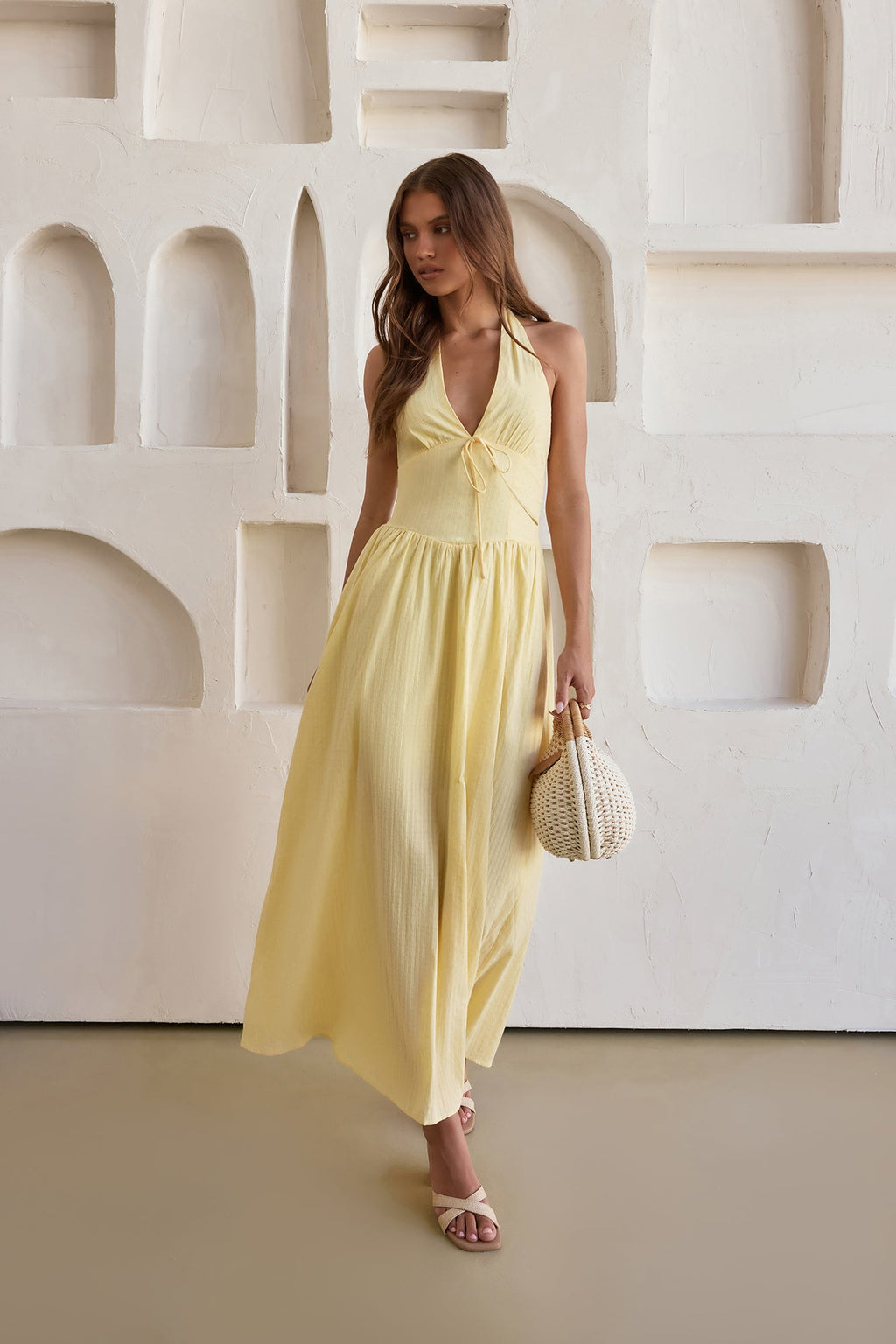 Arrietty Halter Maxi Dress Yellow