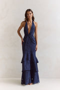 Heartbeat Haze Halter Maxi Dress Navy