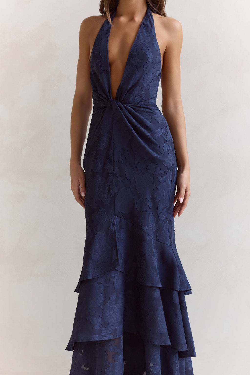 Heartbeat Haze Halter Maxi Dress Navy