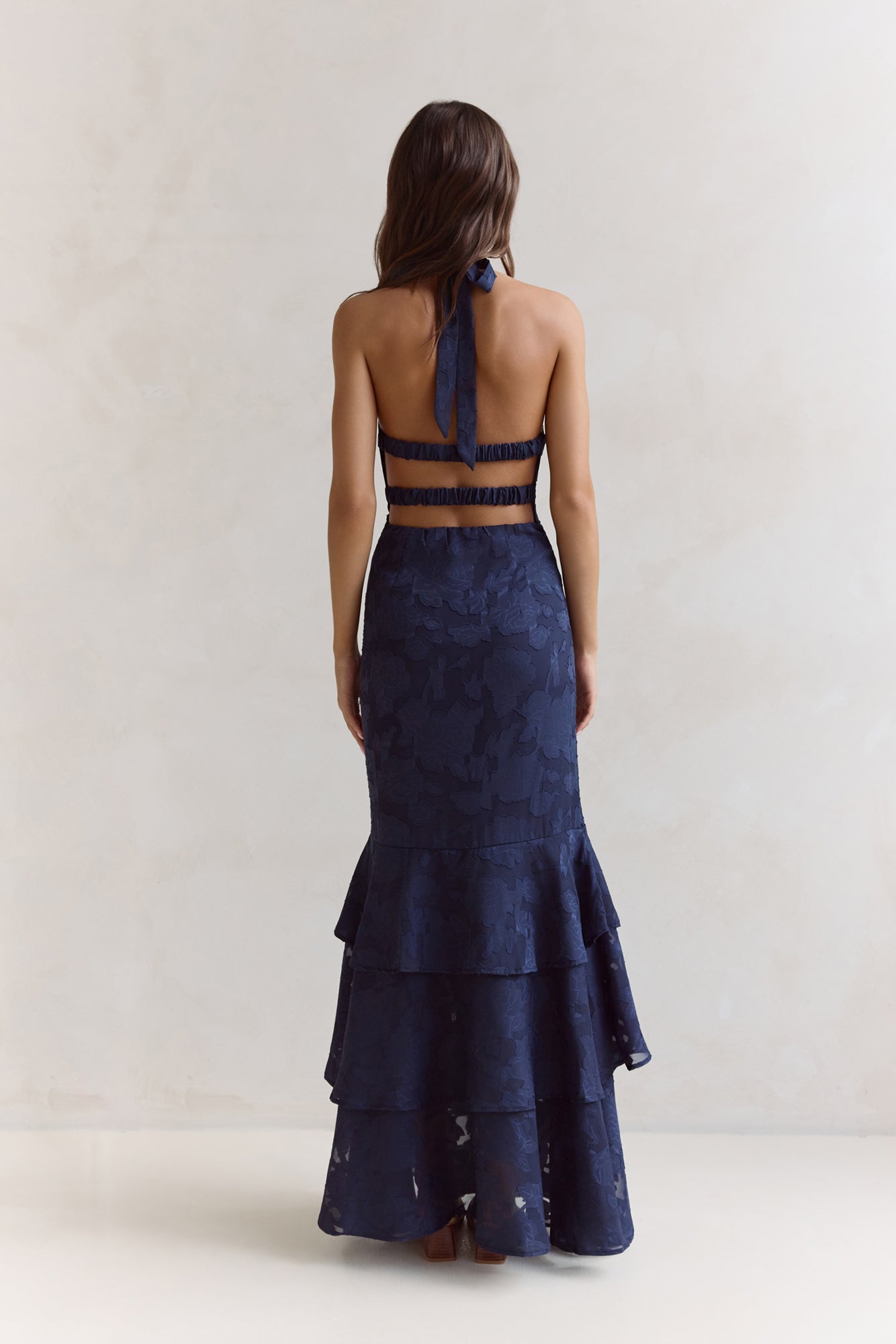 Heartbeat Haze Halter Maxi Dress Navy