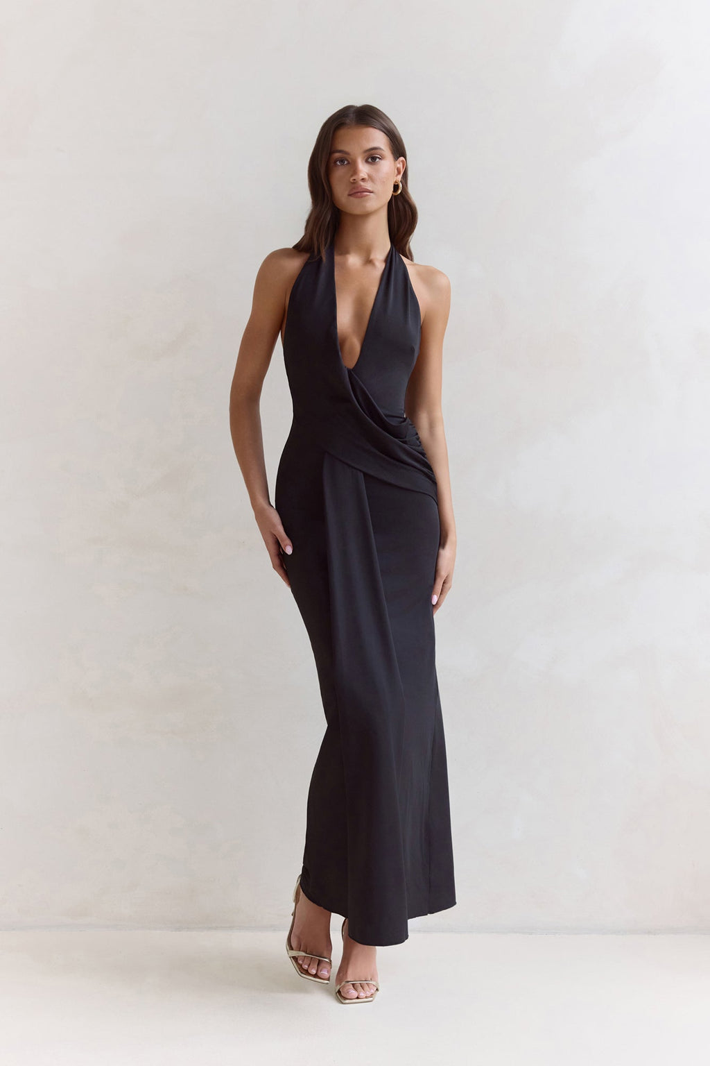 Pure Dreamer Halter Maxi Dress Black