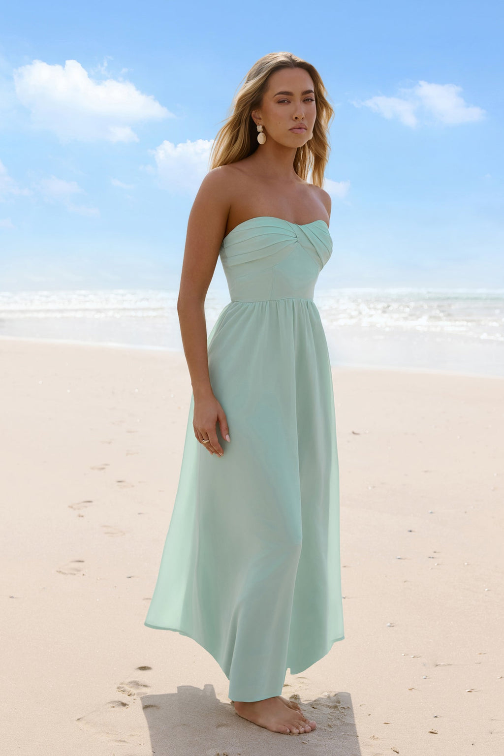 Wishful Seasons Strapless Maxi Dress Green