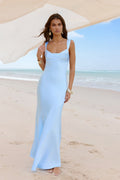 Wish From An Angel Satin Maxi Dress Blue