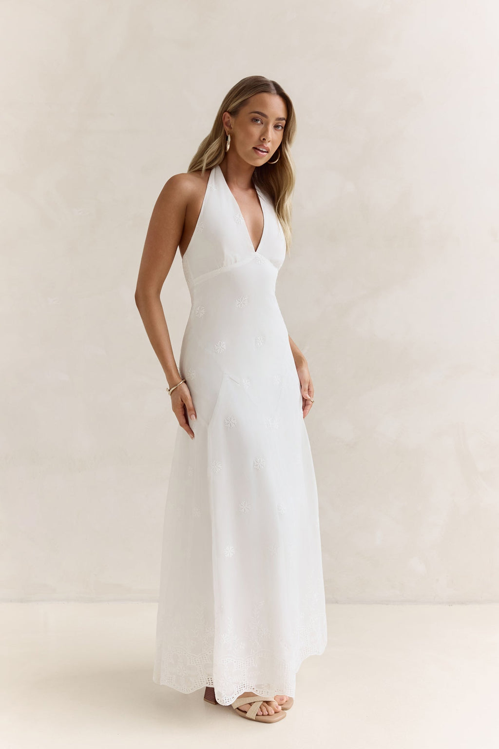World Of Wonder Halter Maxi Dress White