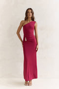 First Class Life One Shoulder Maxi Dress Wine